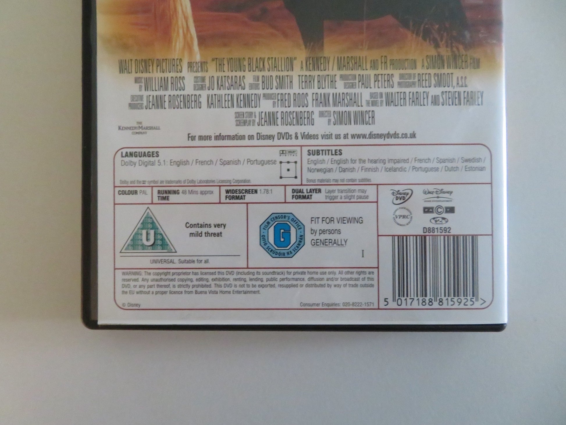 THE YOUNG BLACK STALLION (DVD) DISNEY RICHARD ROMANUS BIANA TAMIMI 2003 REGION 2 Movie posters