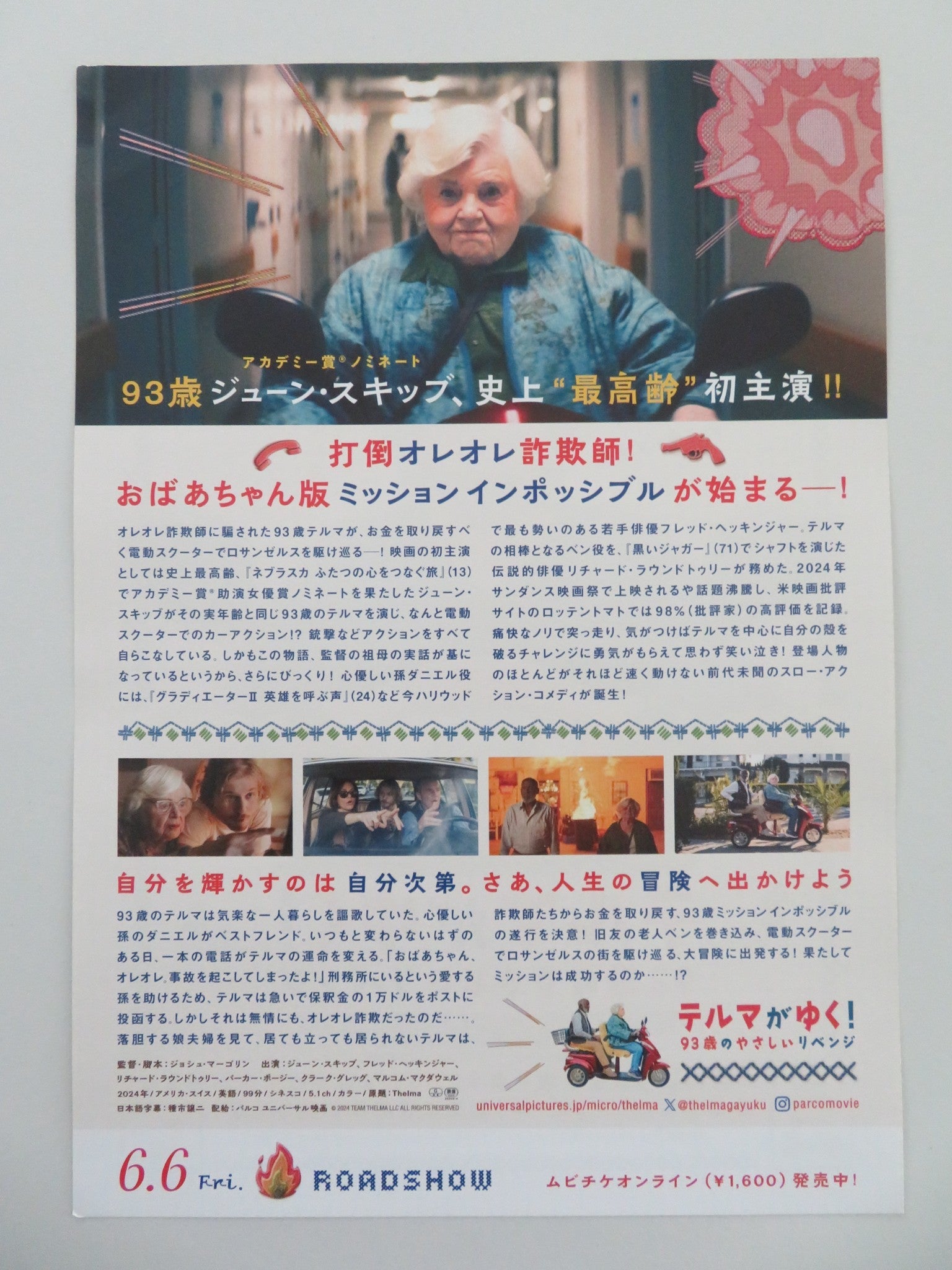 THELMA JAPANESE CHIRASHI (B5) POSTER JUNE SQUIBB FRED HECHINGER 2024 Movie posters