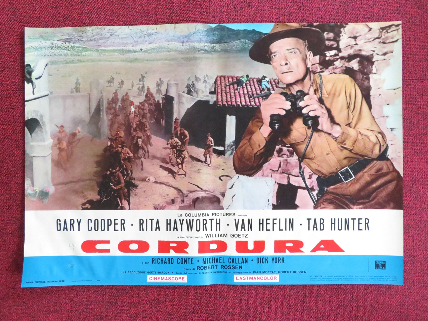 THEY CAME TO CORDURA - F ITALIAN FOTOBUSTA POSTER GARY COOPER RITA HAYWORTH R60s Rendezvous Cinema Movie posters