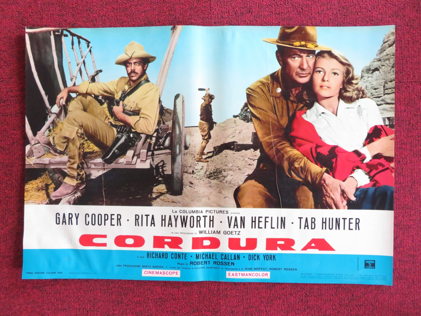 THEY CAME TO CORDURA - H ITALIAN FOTOBUSTA POSTER GARY COOPER RITA HAYWORTH R60s Rendezvous Cinema Movie posters