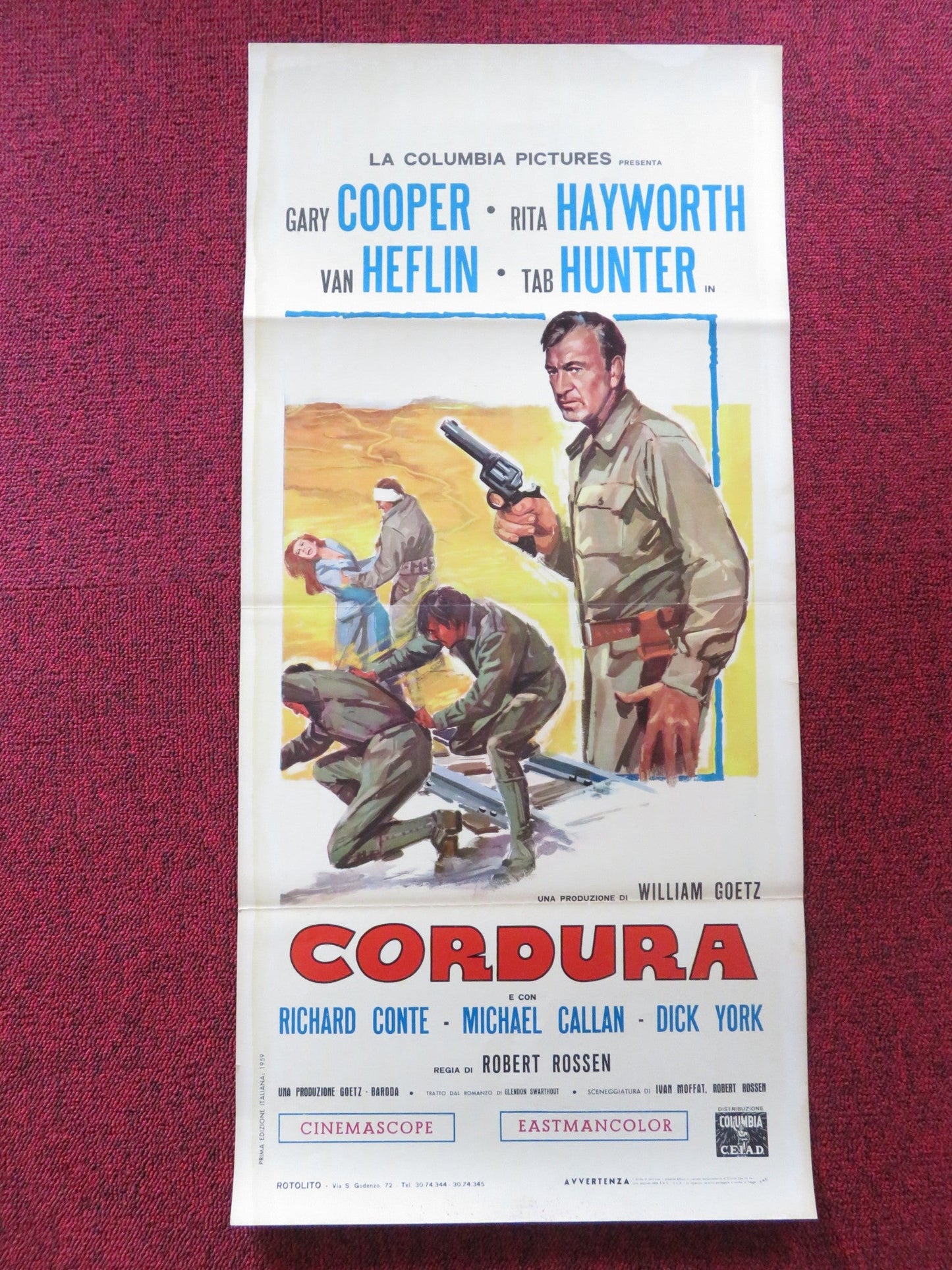 THEY CAME TO CORDURA ITALIAN LOCANDINA POSTER GARY COOPER RITA HAYWORTH 1960 Rendezvous Cinema Movie posters