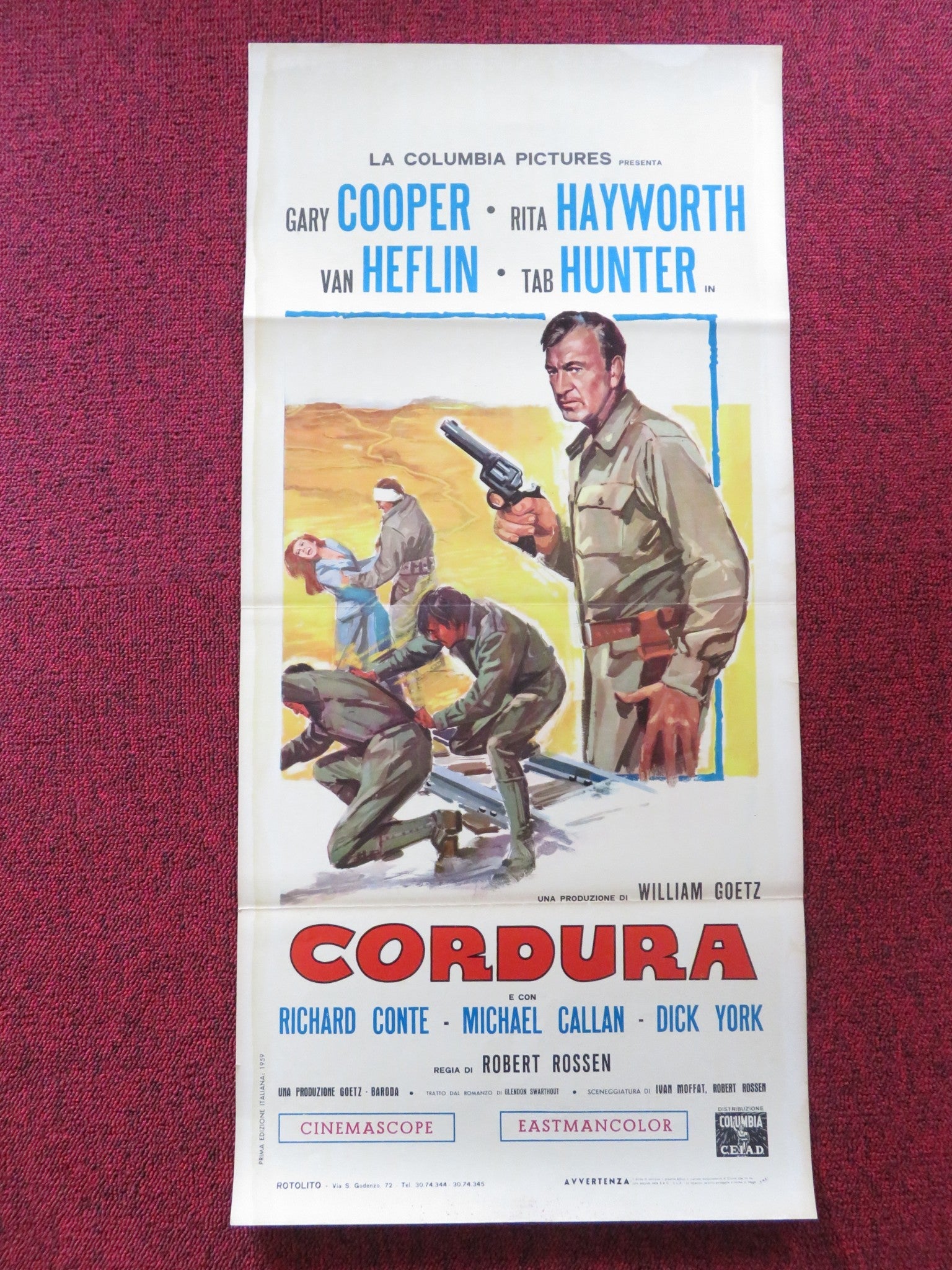 THEY CAME TO CORDURA ITALIAN LOCANDINA POSTER GARY COOPER RITA HAYWORTH 1960 Rendezvous Cinema Movie posters