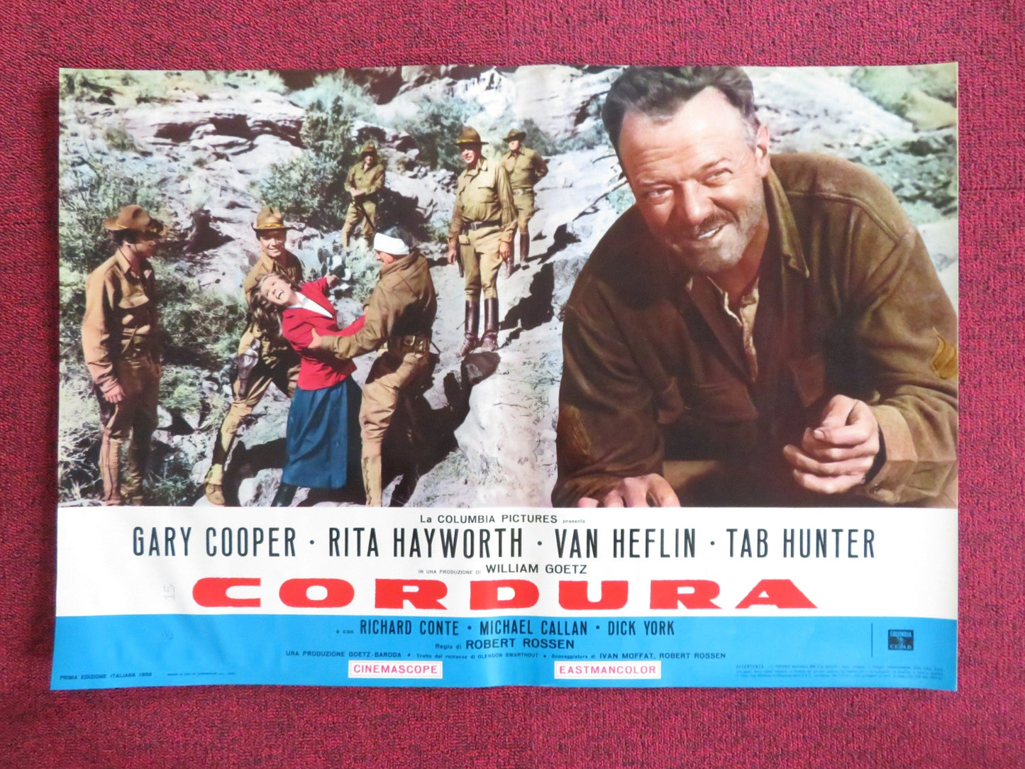 THEY CAME TO CORDURA - J ITALIAN FOTOBUSTA POSTER GARY COOPER RITA HAYWORTH R60s Rendezvous Cinema Movie posters