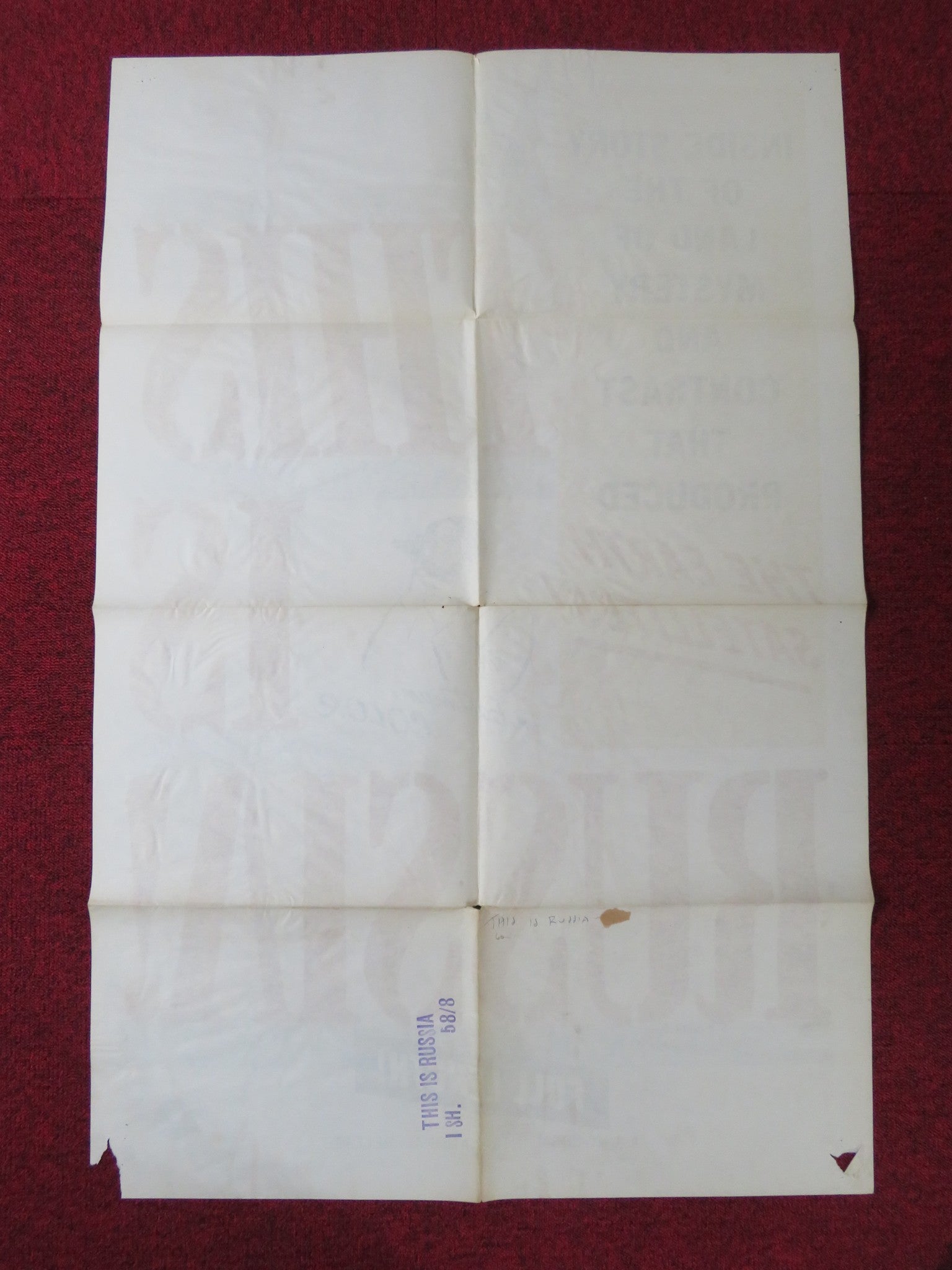 THIS IS RUSSIA! FOLDED US ONE SHEET POSTER CAREY WILSON 1957 Rendezvous Cinema Movie posters