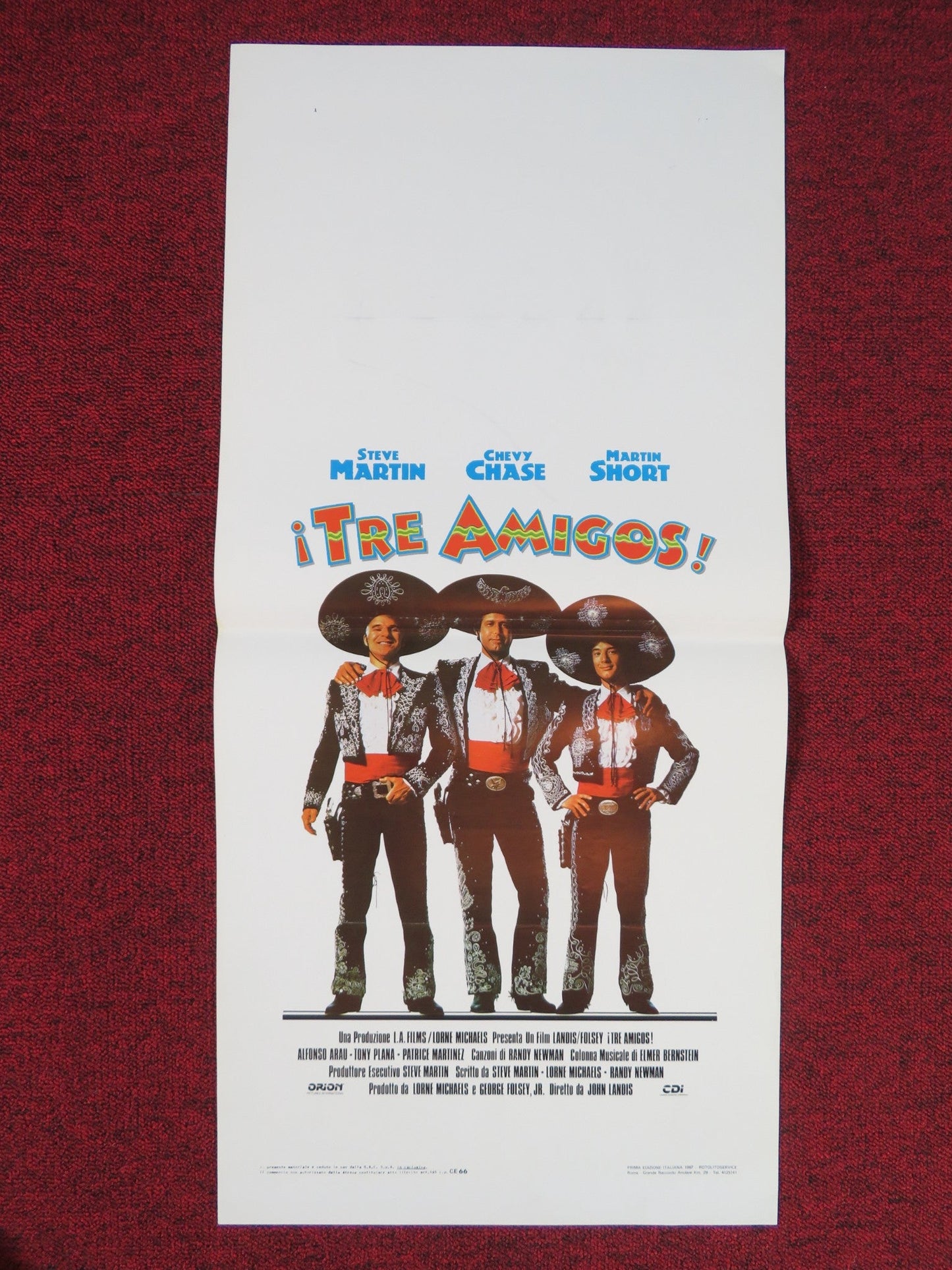 THREE AMIGOS! ITALIAN LOCANDINA POSTER STEVE MARTIN CHEVY CHASE MARTIN SHORT '87 Rendezvous Cinema Movie posters