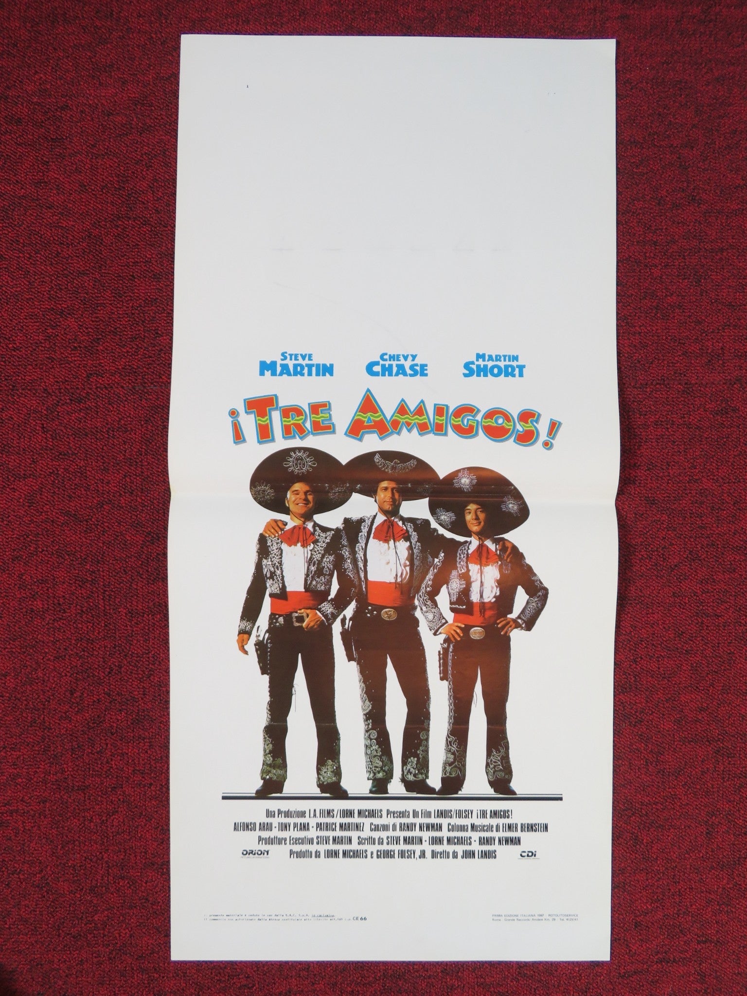 THREE AMIGOS! ITALIAN LOCANDINA POSTER STEVE MARTIN CHEVY CHASE MARTIN SHORT '87 Rendezvous Cinema Movie posters