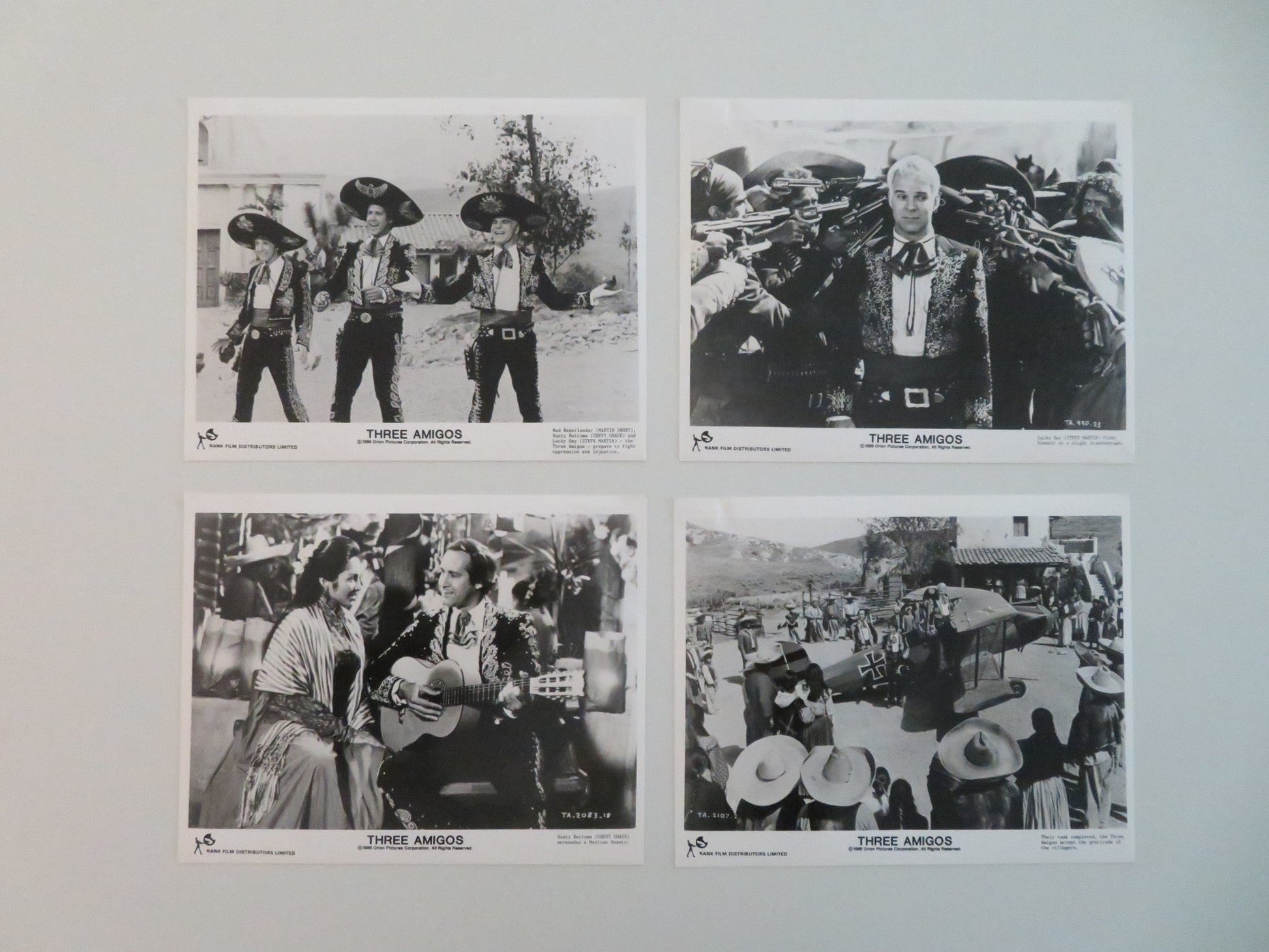 THREE AMIGOS! MOVIE STILL PHOTO LOT OF 4 STEVE MARTIN CHEVY CHASE 1986 Movie posters