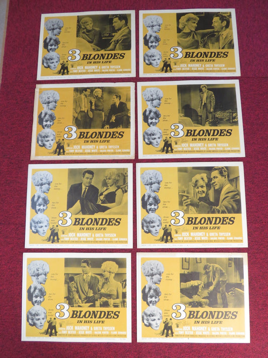 THREE BLONDES IN HIS LIFE US LOBBY CARD FULL SET JOCK MAHONEY GRETA THYSSEN 1962 Rendezvous Cinema Movie posters