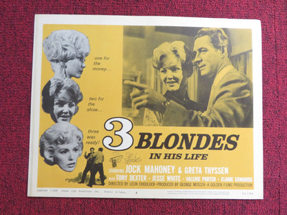 THREE BLONDES IN HIS LIFE US LOBBY CARD FULL SET JOCK MAHONEY GRETA THYSSEN 1962 Rendezvous Cinema Movie posters