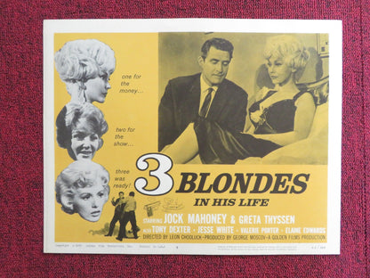 THREE BLONDES IN HIS LIFE US LOBBY CARD FULL SET JOCK MAHONEY GRETA THYSSEN 1962 Rendezvous Cinema Movie posters
