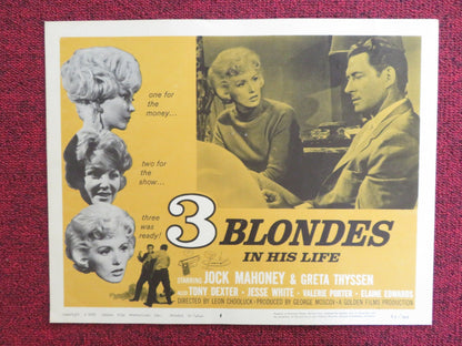 THREE BLONDES IN HIS LIFE US LOBBY CARD FULL SET JOCK MAHONEY GRETA THYSSEN 1962 Rendezvous Cinema Movie posters