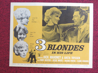 THREE BLONDES IN HIS LIFE US LOBBY CARD FULL SET JOCK MAHONEY GRETA THYSSEN 1962 Rendezvous Cinema Movie posters