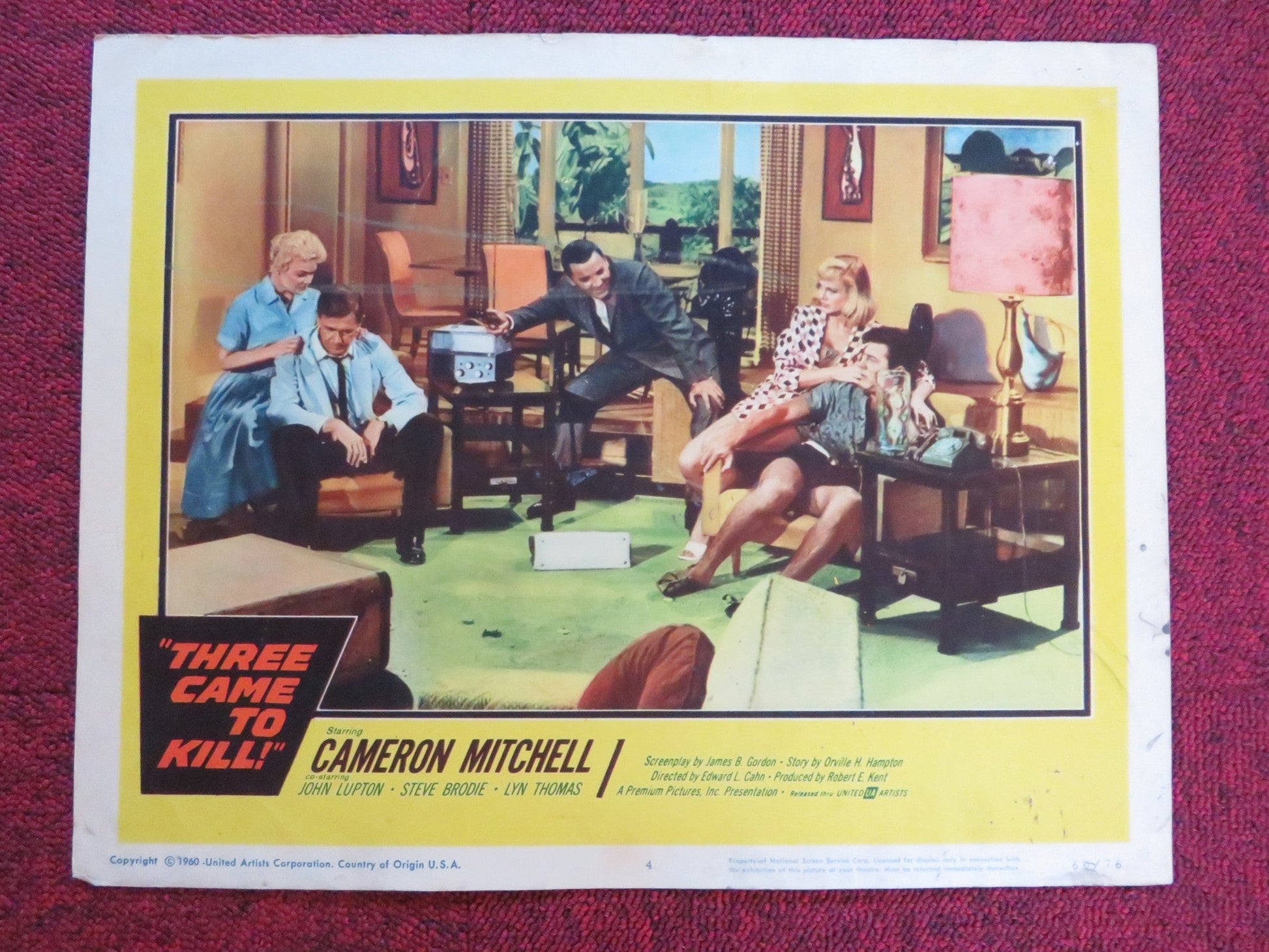 THREE CAME TO KILL US LOBBY CARD FULL SET CAMERON MITCHELL JOHN LUPTON 1960 Rendezvous Cinema Movie posters