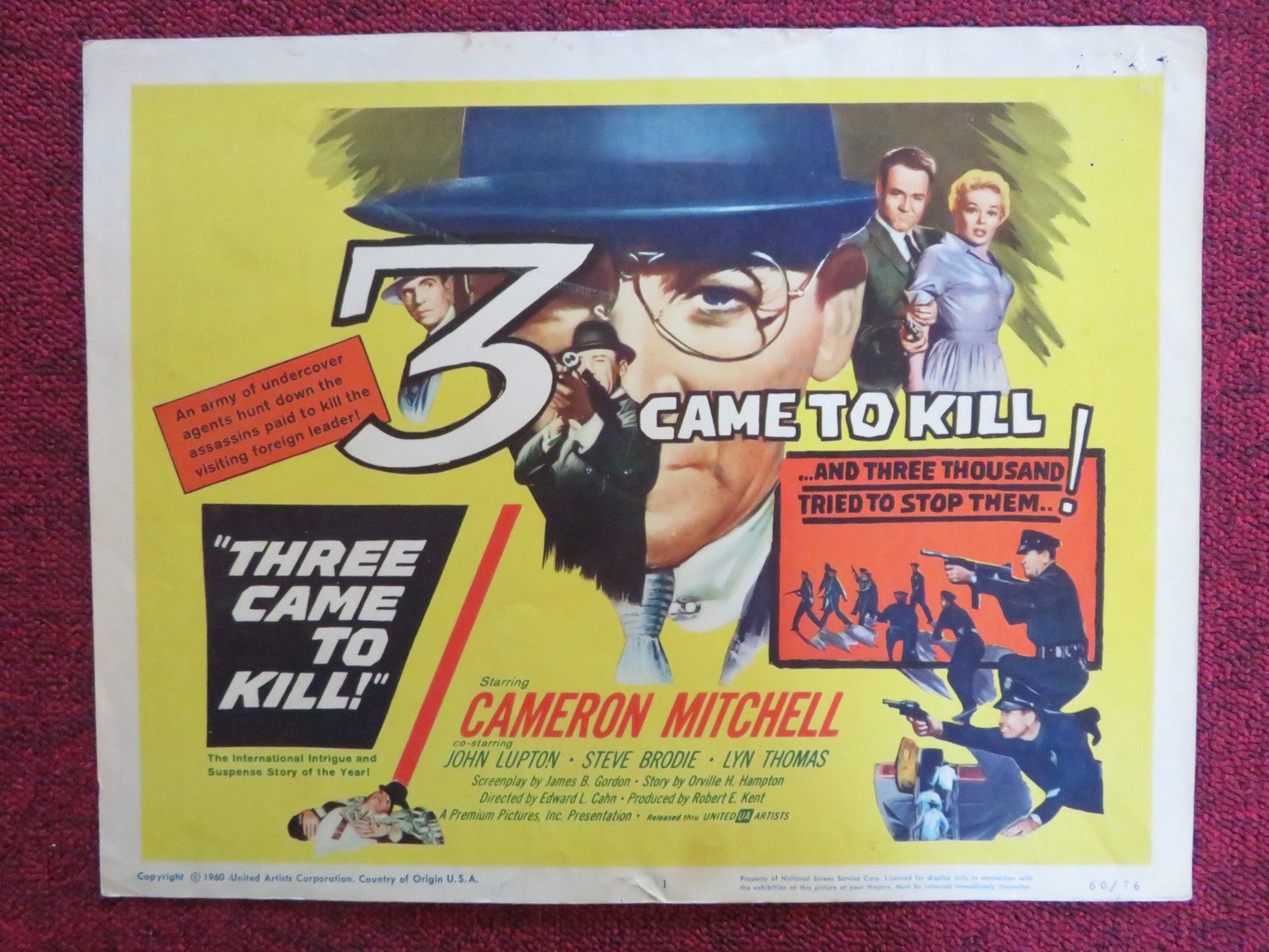 THREE CAME TO KILL US LOBBY CARD FULL SET CAMERON MITCHELL JOHN LUPTON 1960 Rendezvous Cinema Movie posters
