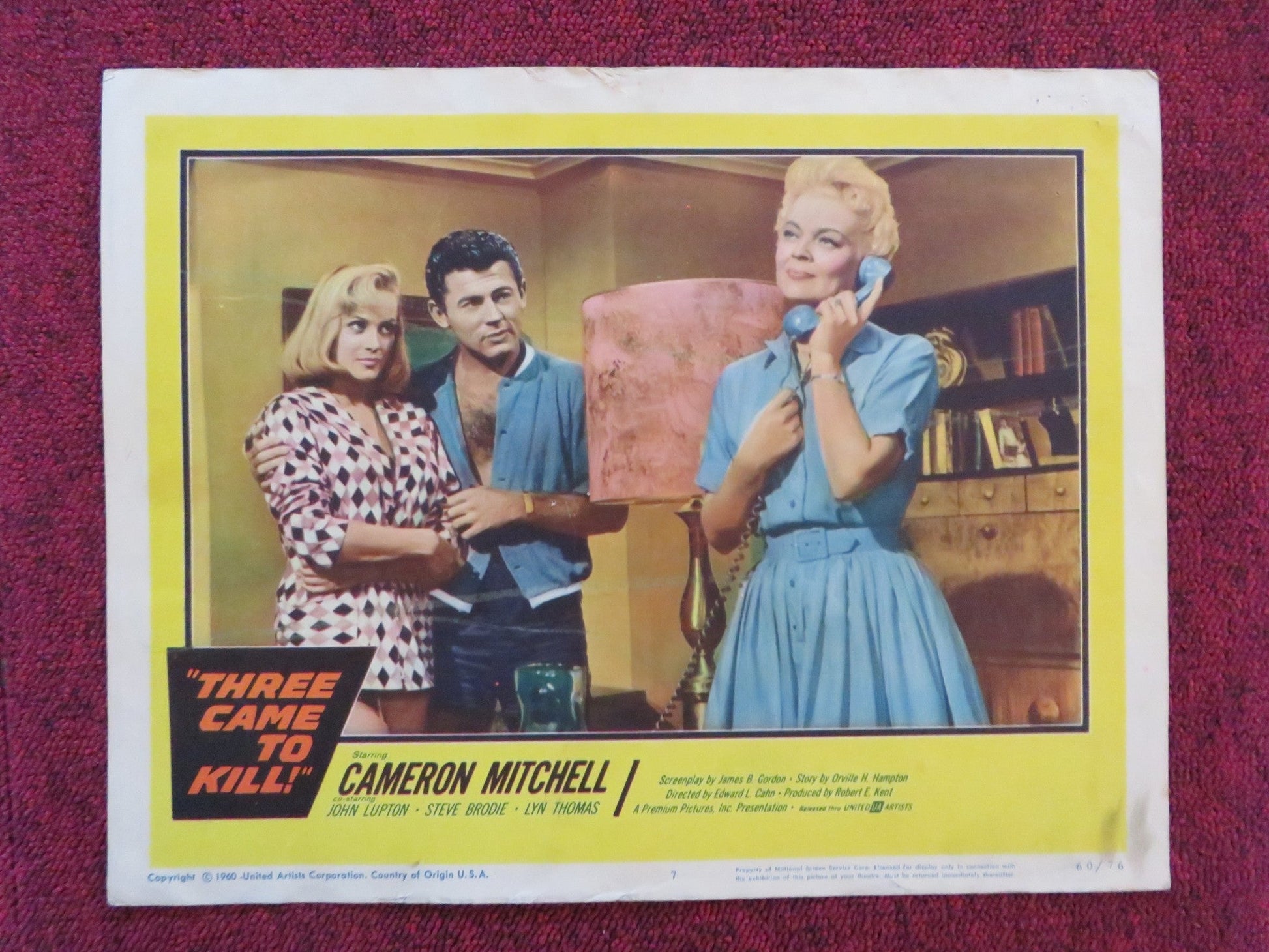THREE CAME TO KILL US LOBBY CARD FULL SET CAMERON MITCHELL JOHN LUPTON 1960 Rendezvous Cinema Movie posters