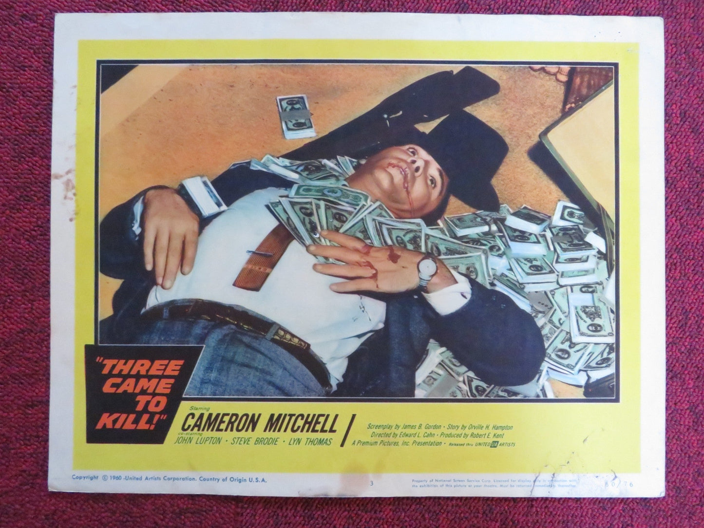 THREE CAME TO KILL US LOBBY CARD FULL SET CAMERON MITCHELL JOHN LUPTON 1960 Rendezvous Cinema Movie posters