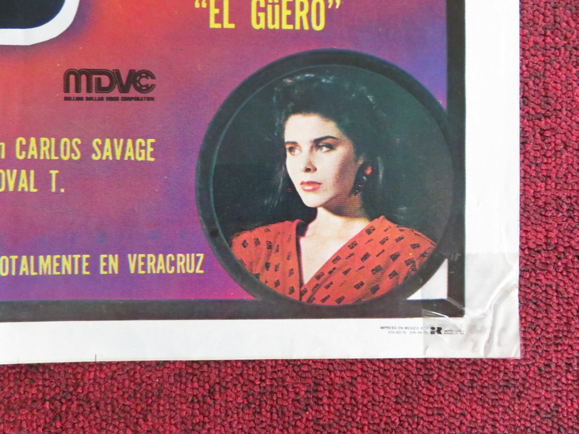 THREE ROOSTERS MEXICAN POSTER FOLDED FERNANDO ALMADA DAVID REYNOSO 1991 Rendezvous Cinema Movie posters