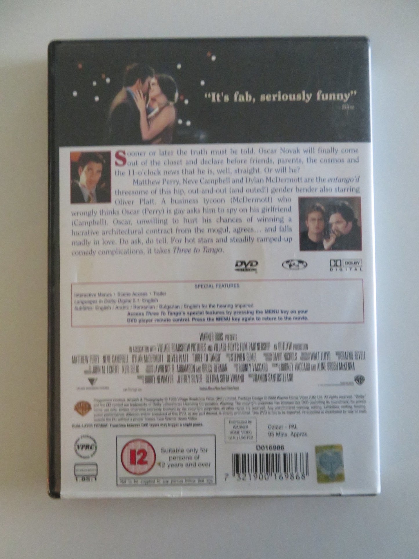 THREE TO TANGO (DVD) MATTHEW PERRY NEVE CAMPBELL 1999 REGION 2 Movie posters