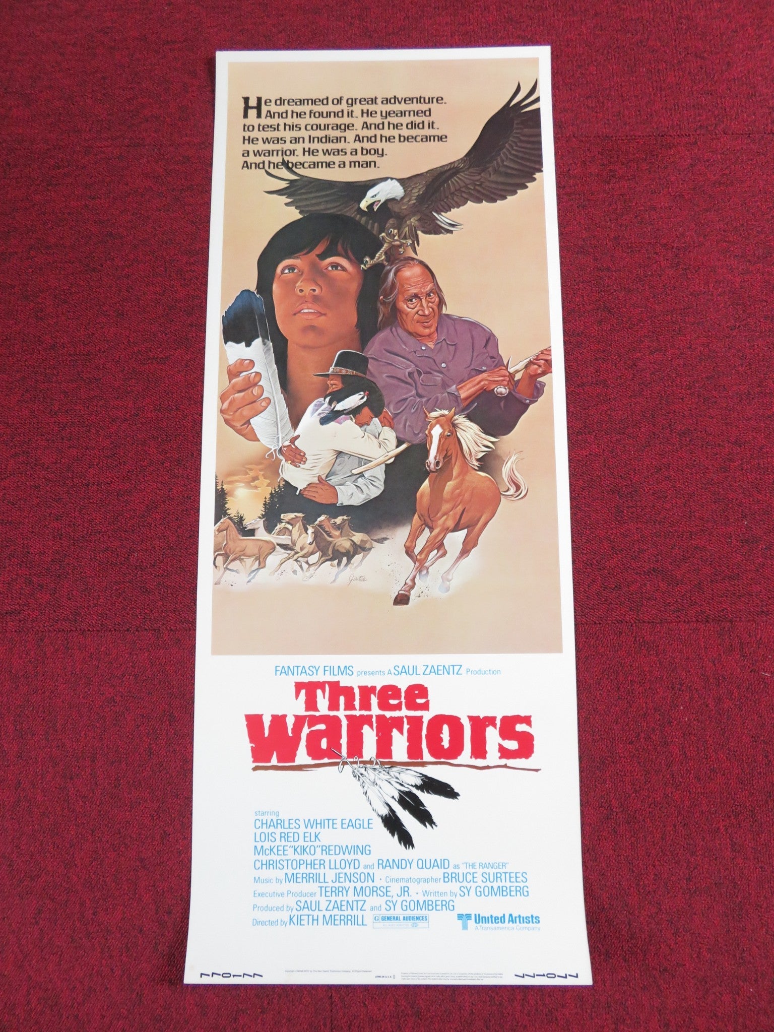 THREE WARRIORS US INSERT POSTER CHARLES WHITE EAGAL LOIS RED ELK 1977 Rendezvous Cinema Movie posters