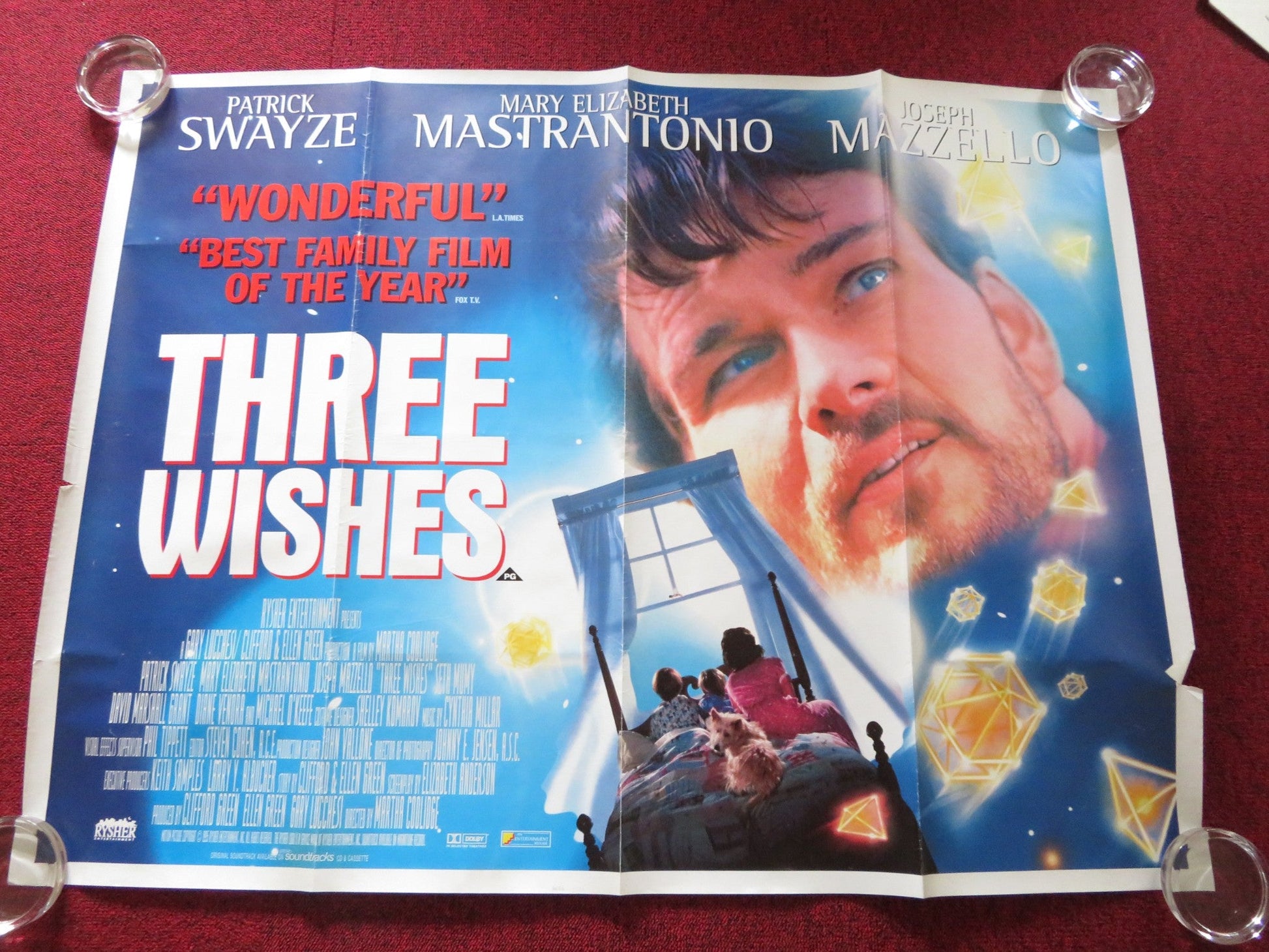 THREE WISHES UK QUAD ROLLED POSTER PATRICK SWAYZE MARY E. MASTRANTONIO 1995 Rendezvous Cinema Movie posters