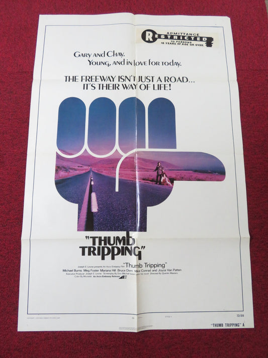 THUMB TRIPPING - STYLE A FOLDED US ONE SHEET POSTER MICHAEL BURNS M. FOSTER 1972 Rendezvous Cinema Movie posters