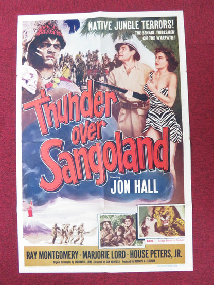 THUNDER OVER SANGOLAND FOLDED US ONE SHEET POSTER JON HALL RAY MONTGOMERY 1955 Rendezvous Cinema Movie posters