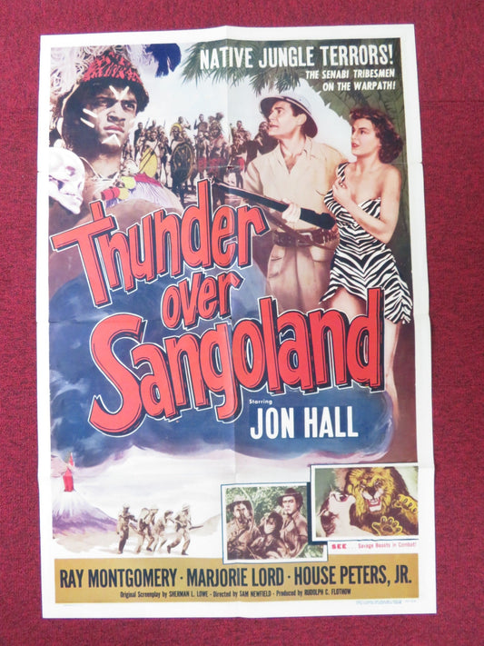 THUNDER OVER SANGOLAND FOLDED US ONE SHEET POSTER JON HALL RAY MONTGOMERY 1955 Rendezvous Cinema Movie posters
