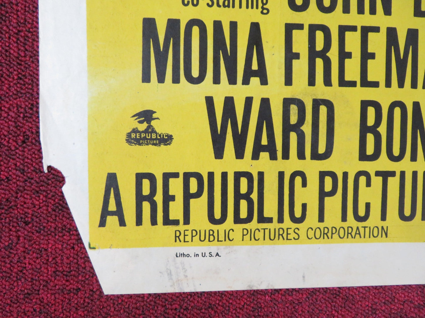 THUNDERBIRDS FOLDED US ONE SHEET POSTER JOHN DEREK JOHN DREW BARRYMORE 1952 Rendezvous Cinema Movie posters