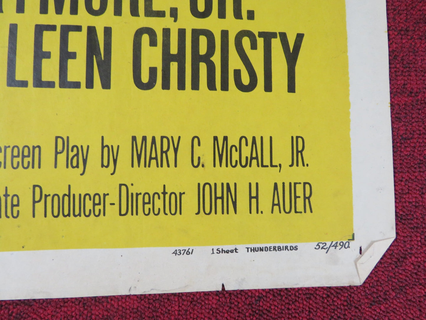 THUNDERBIRDS FOLDED US ONE SHEET POSTER JOHN DEREK JOHN DREW BARRYMORE 1952 Rendezvous Cinema Movie posters