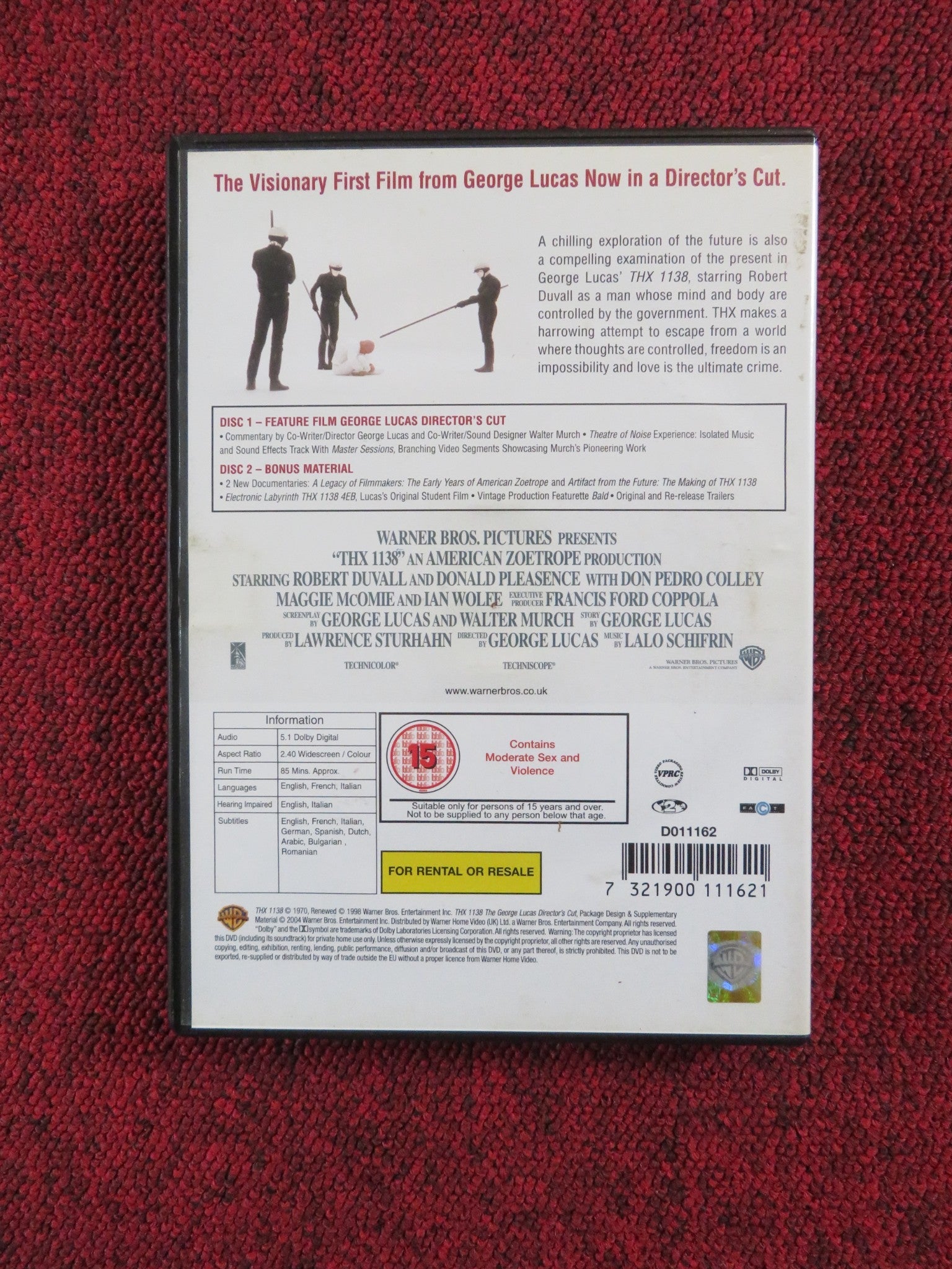 THX 1138 - THE GEORGE LUCAS DIRECTOR'S CUT (DVD) ROBERT DUVALL 1971 REGION 2 Rendezvous Cinema Movie posters