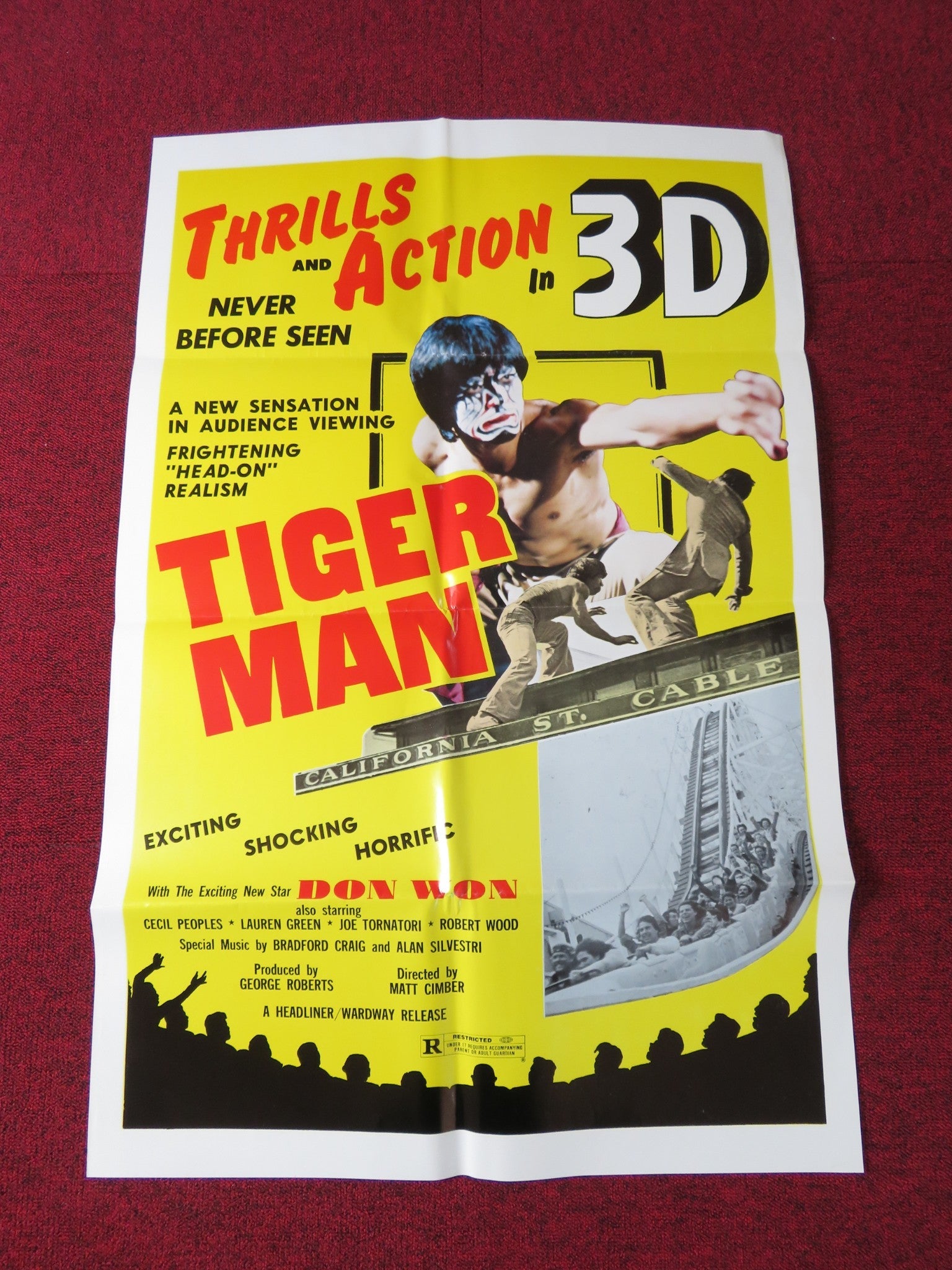 TIGER MAN FOLDED US ONE SHEET POSTER DON WONG CECIL PEOPLES 1983 Rendezvous Cinema Movie posters