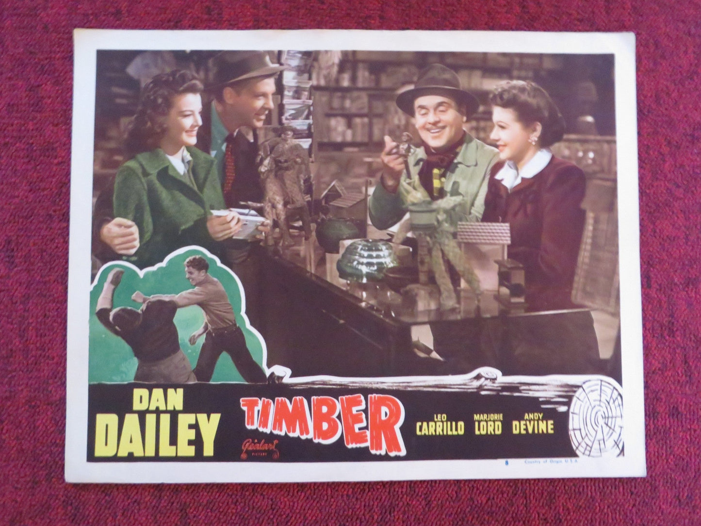 TIMBER! US LOBBY CARD FULL SET DAN DAILEY LEO CARRILLO R1948 Rendezvous Cinema Movie posters