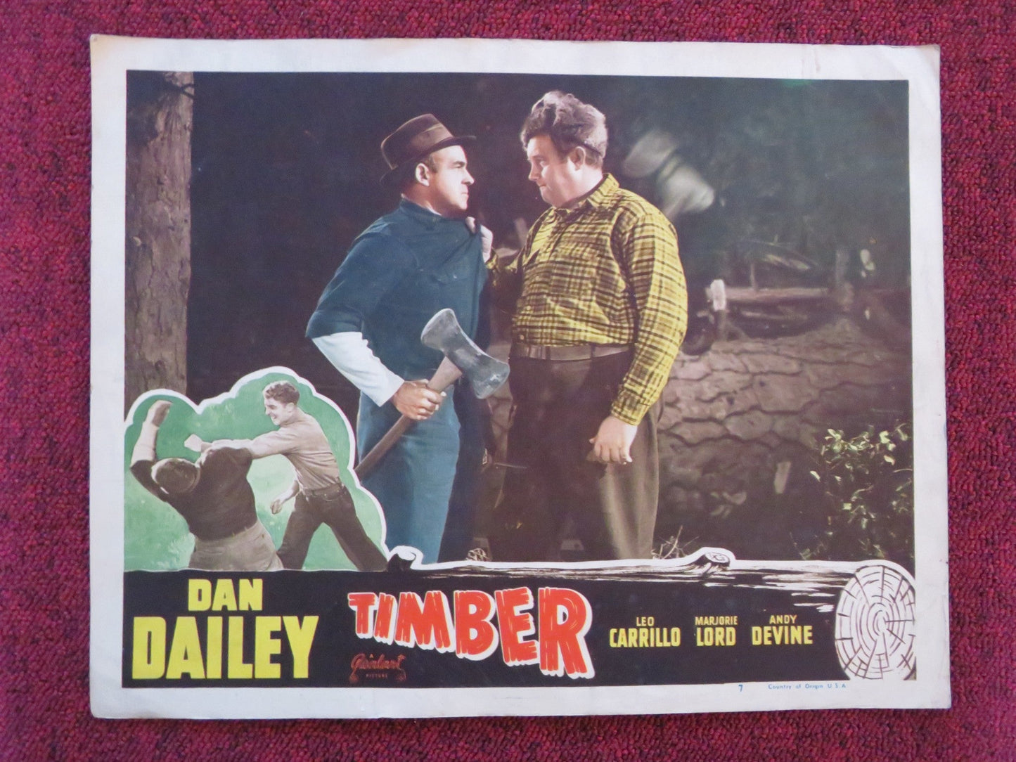 TIMBER! US LOBBY CARD FULL SET DAN DAILEY LEO CARRILLO R1948 Rendezvous Cinema Movie posters