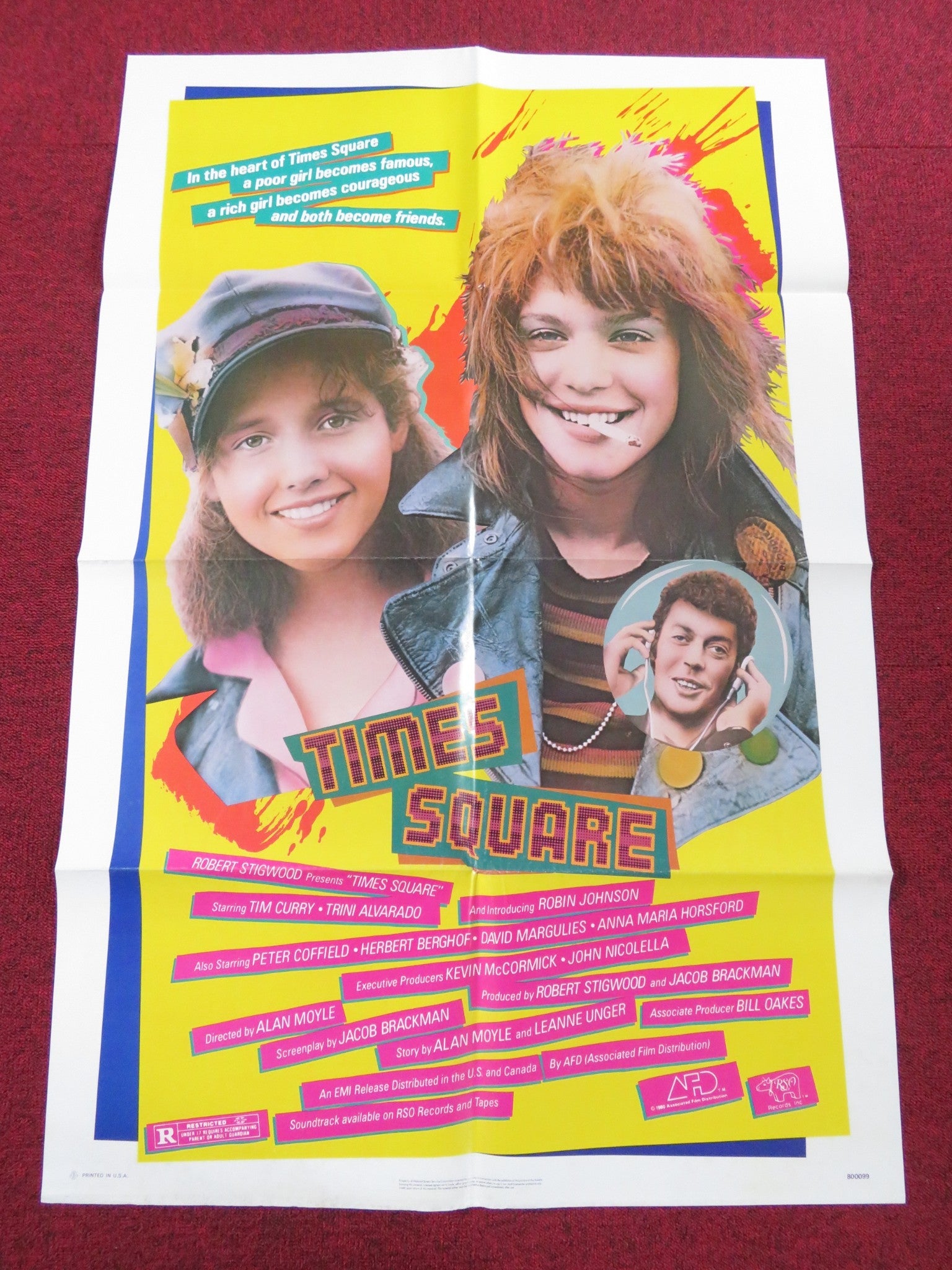 TIMES SQUARE FOLDED US ONE SHEET POSTER TIM CURRY TRINI ALVARADO 1980 Rendezvous Cinema Movie posters