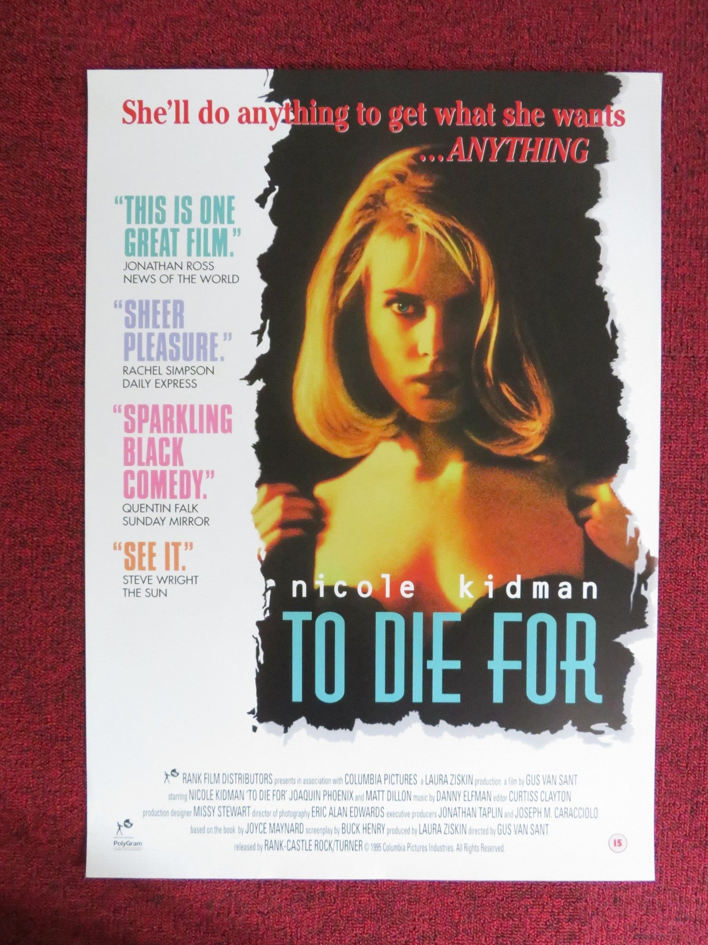 TO DIE FOR VHS VIDEO POSTER NICOLE KIDMAN MATT DILLON 1995 Rendezvous Cinema Movie posters
