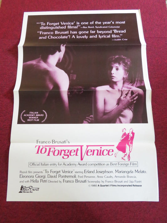 TO FORGET VENICE US TRI FOLDED ONE SHEET ROLLED POSTER ERLAND JOSEPHSON 1980 Rendezvous Cinema Movie posters