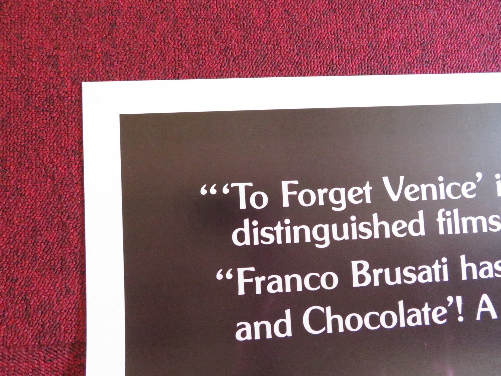 TO FORGET VENICE US TRI FOLDED ONE SHEET ROLLED POSTER ERLAND JOSEPHSON 1980 Rendezvous Cinema Movie posters