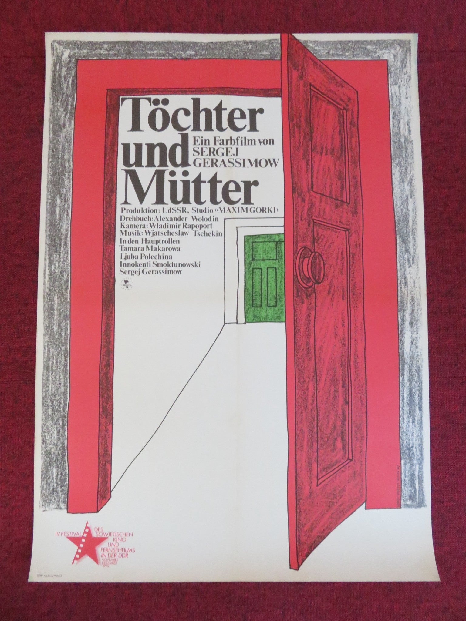 TOCHTER UND MUTTER GERMAN POSTER ROLLED INNOKENTIY SMOKTUNOVSKIY MAKAROVA 1975 Rendezvous Cinema Movie posters