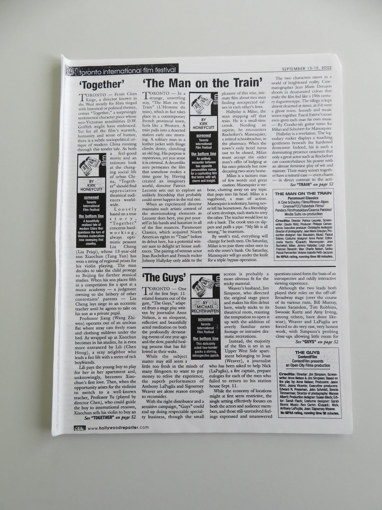 TOGETHER PRESS KIT 2002 YUN TANG PEIQILIU Movie posters