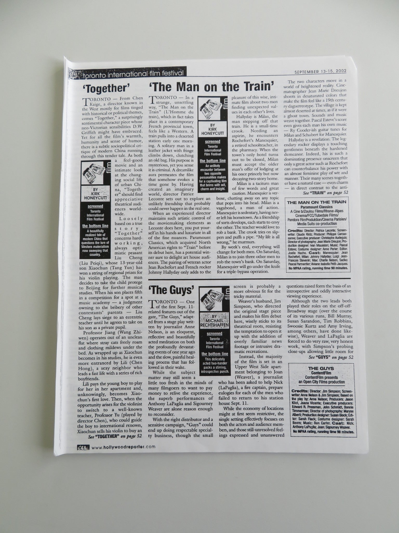 TOGETHER PRESS KIT 2002 YUN TANG PEIQILIU Movie posters