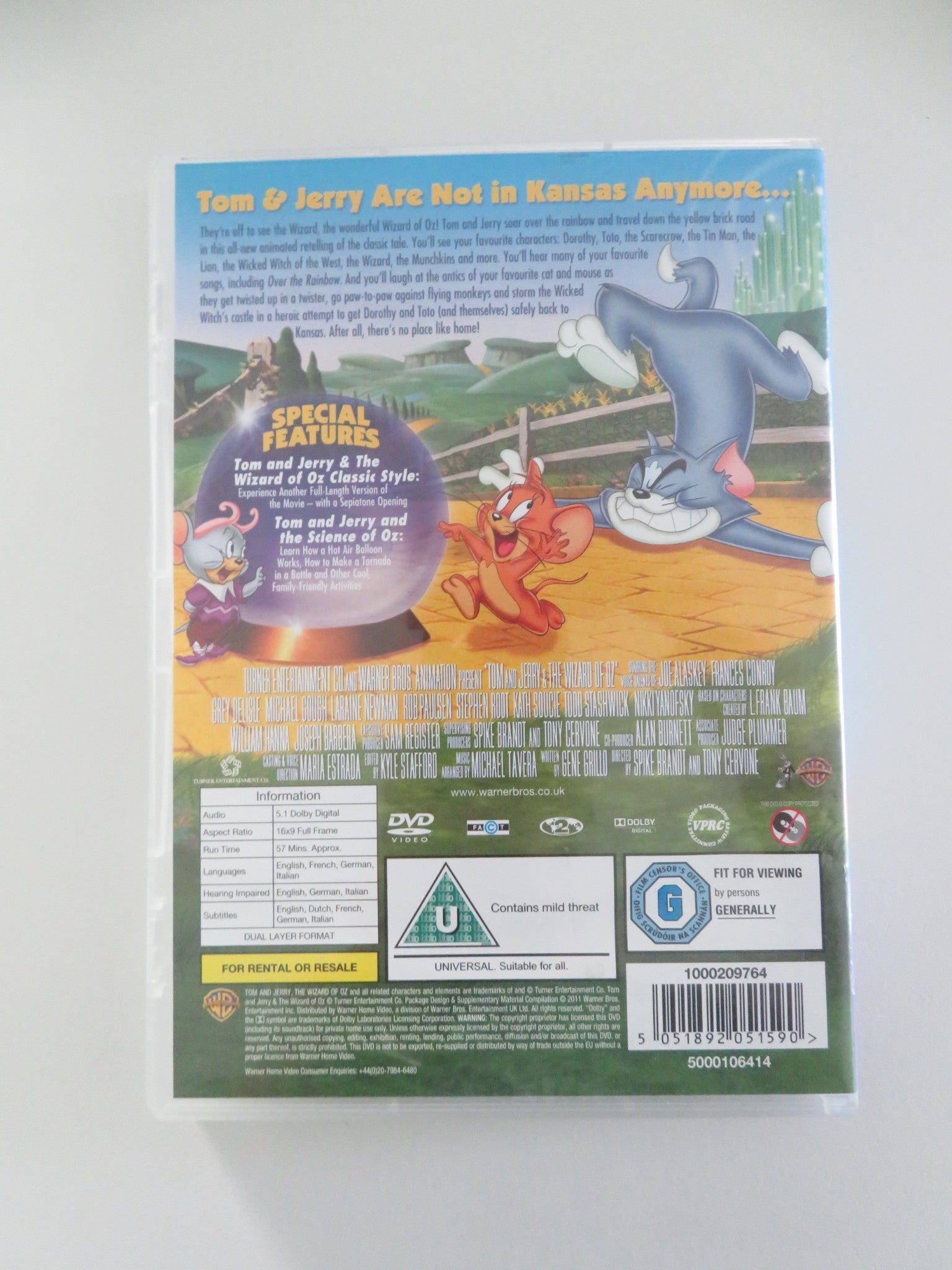 TOM AND JERRY AND THE WIZARD OF OZ (DVD) GREY DELISLE JOE ALASKEY 2011 REGION 2 Movie posters