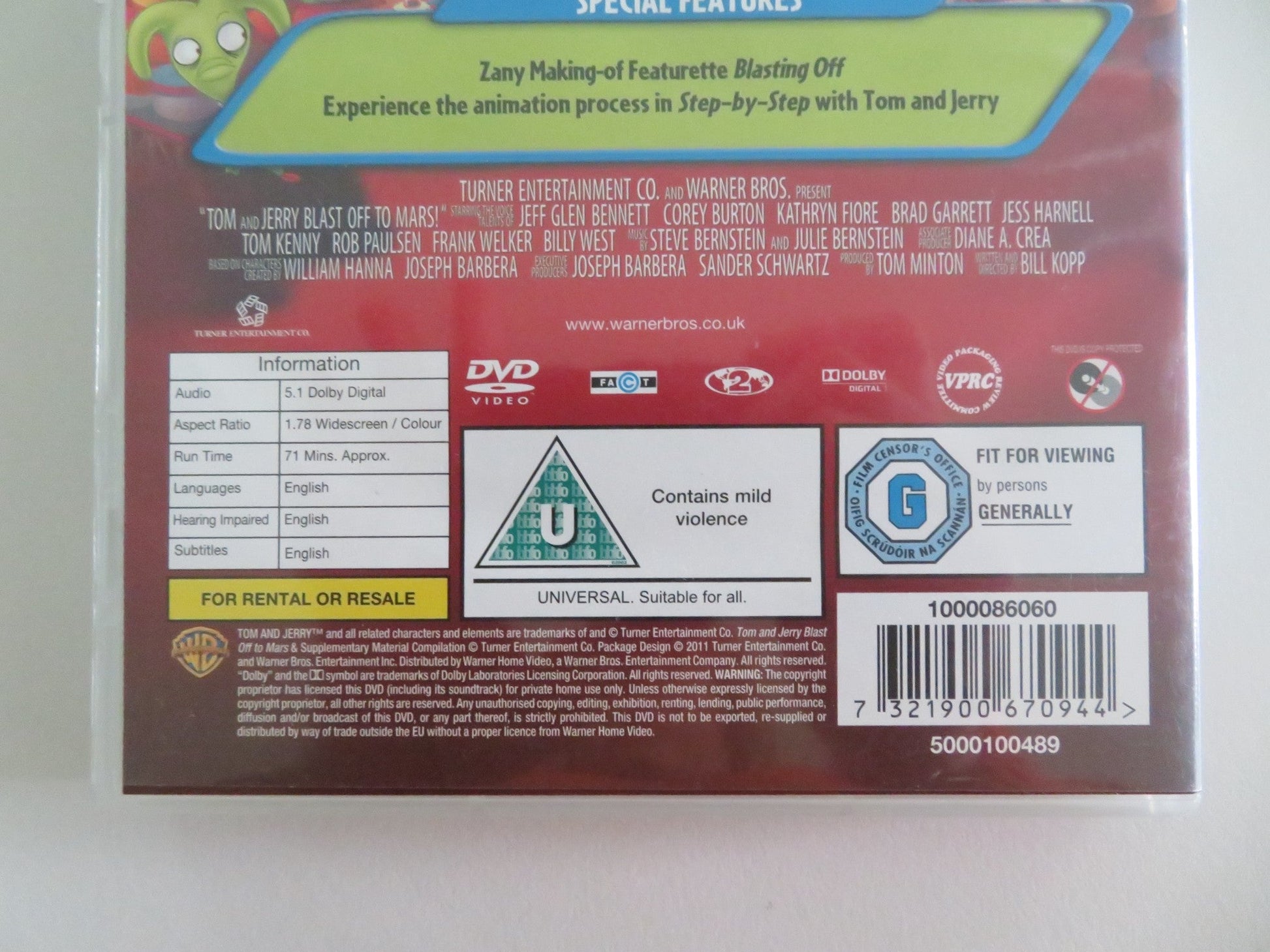 TOM AND JERRY BLAST OFF TO MARS (DVD) JEFF BENNETT COREY BURTON 2005 REGION 2 Movie posters