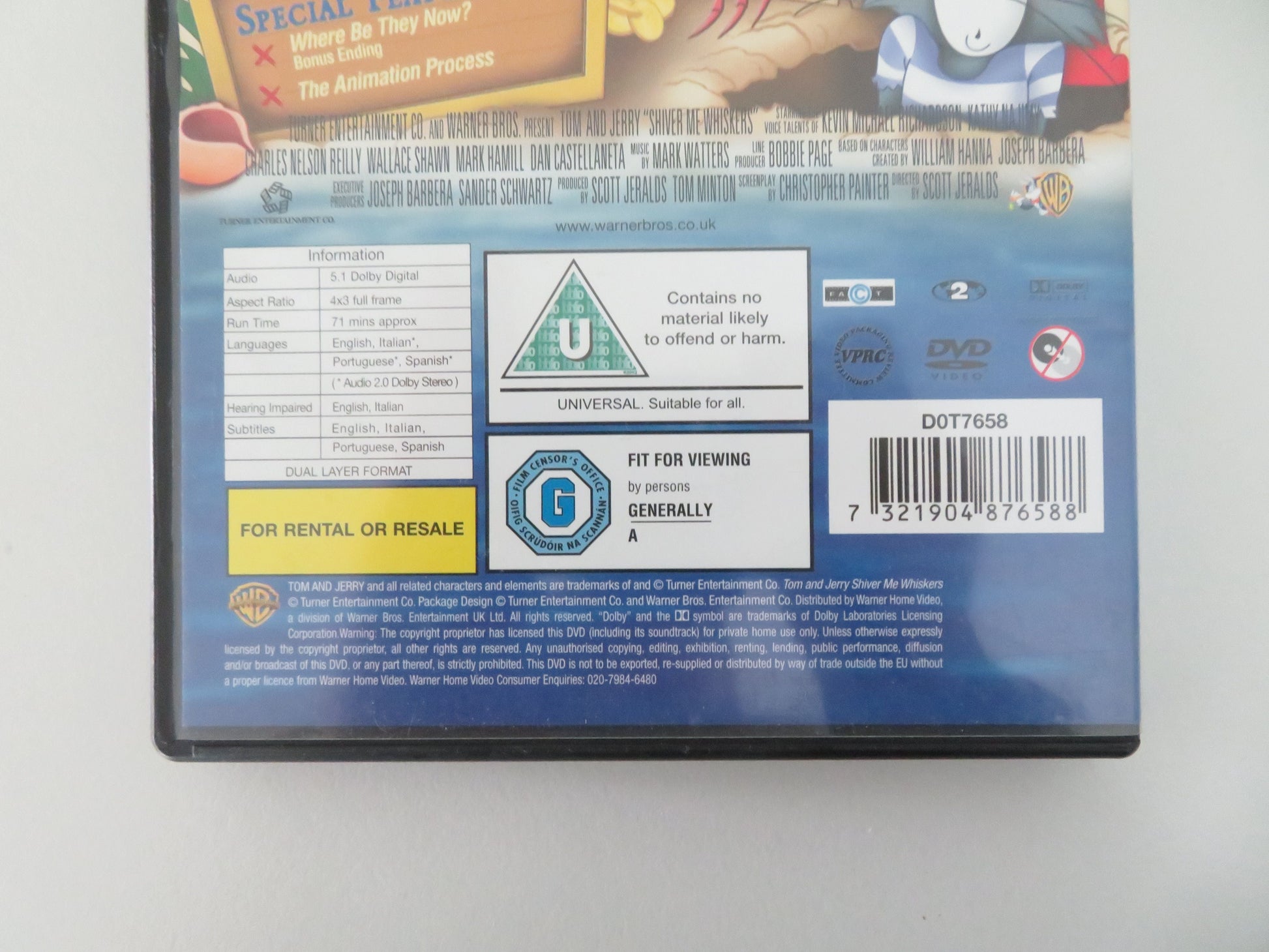 Tom and Jerry in Shiver Me Whiskers (DVD) Mark Hamill 2006 Region 2 Movie posters