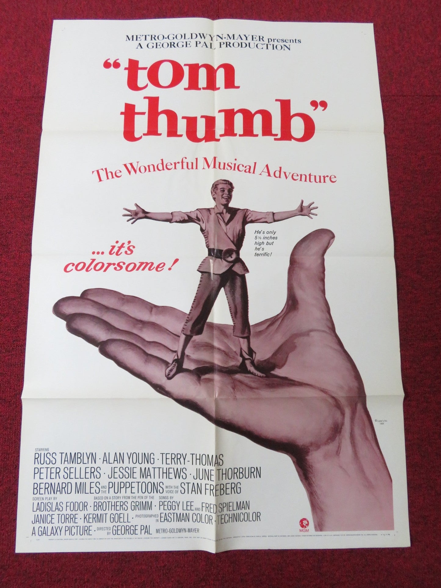 TOM THUMB - B FOLDED US ONE SHEET POSTER RUSS TAMBLYN ALAN YOUNG 1970 Rendezvous Cinema Movie posters