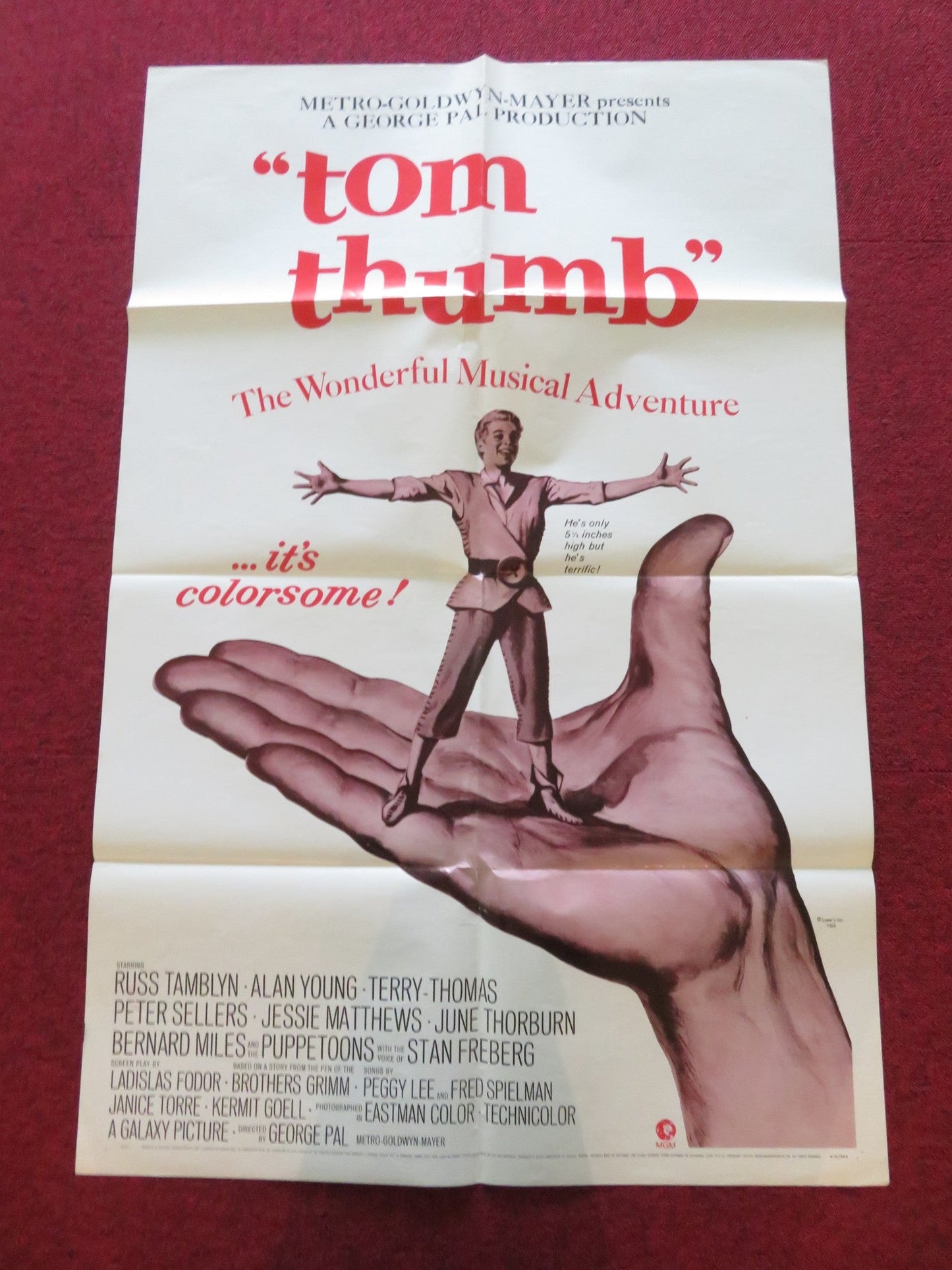 TOM THUMB FOLDED US ONE SHEET POSTER RUSS TAMBLYN ALAN YOUNG R1970 Movie posters