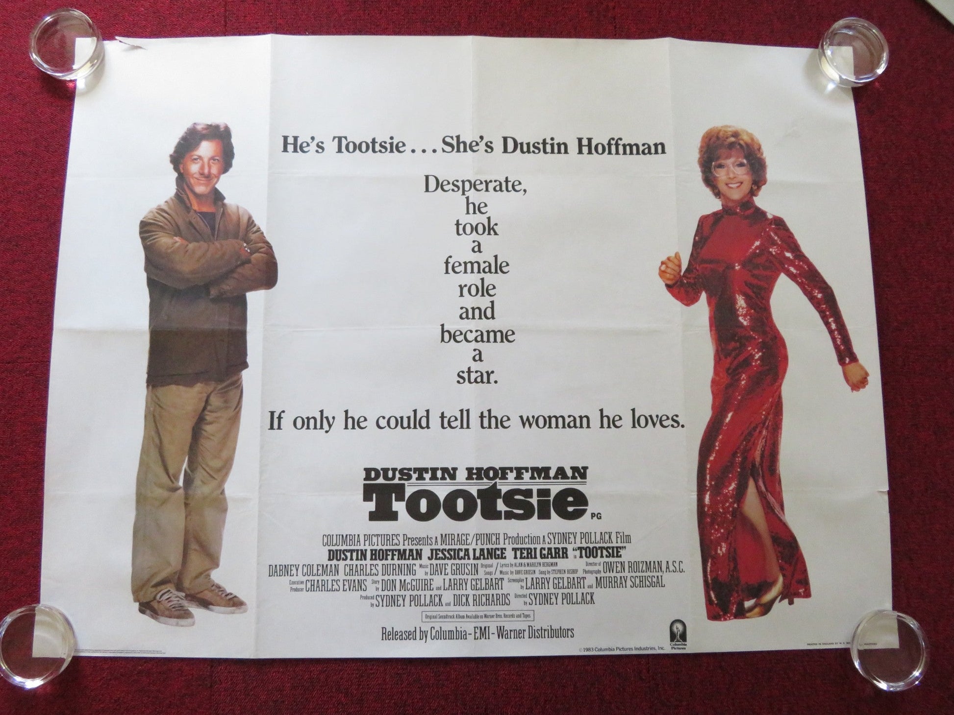 TOOTSIE UK QUAD ROLLED POSTER DUSTIN HOFFMAN JESSICA LANGE 1982 Rendezvous Cinema Movie posters