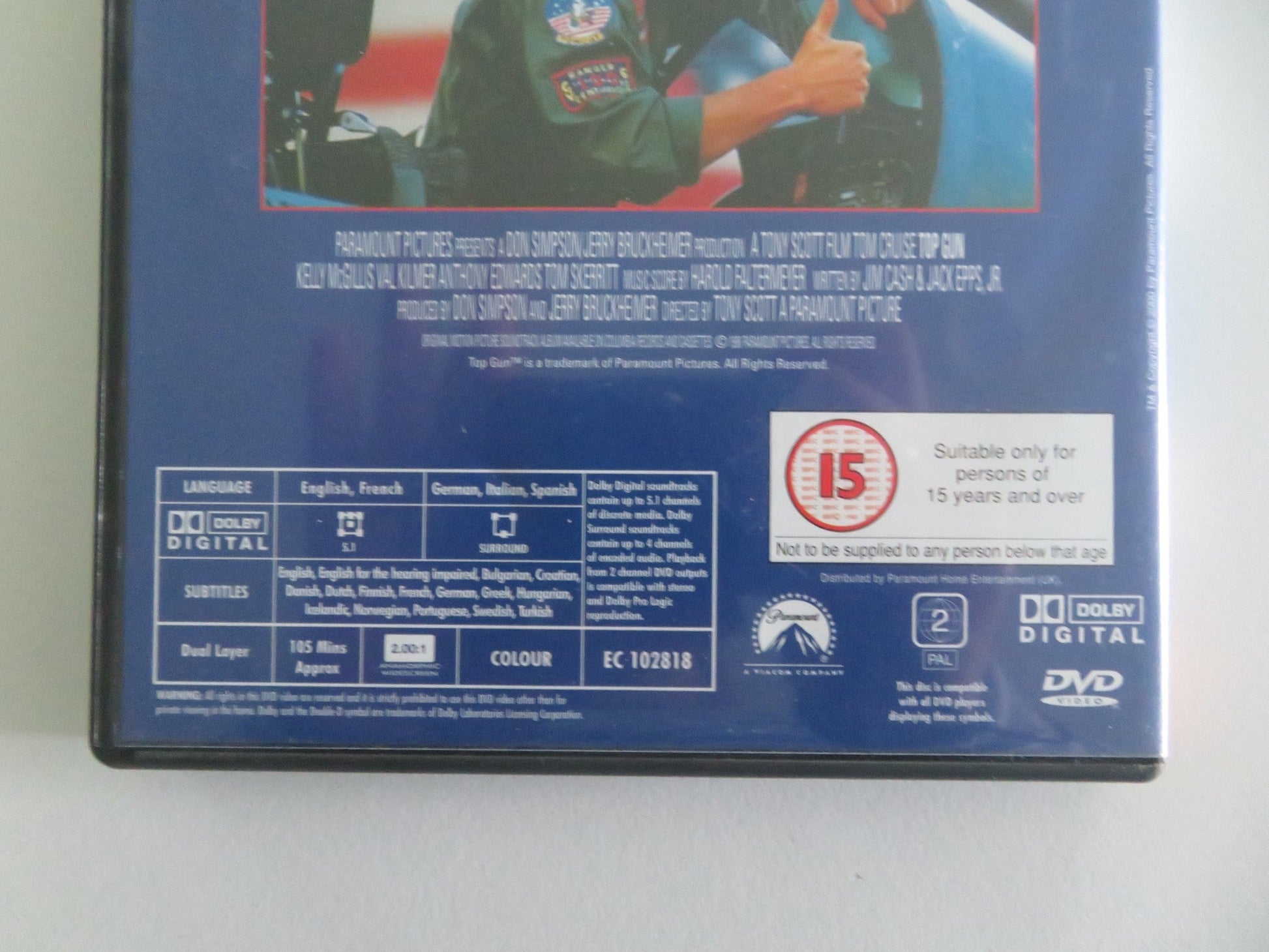 TOP GUN (DVD) TOM CRUISE VAL KILMER 1986 REGION 2 Movie posters