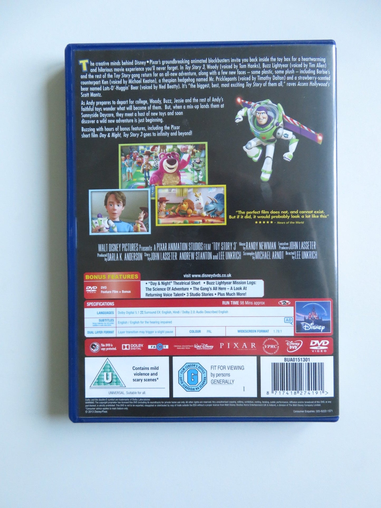TOY STORY 3 - B (DVD) DISNEY TOM HANKS TIM ALLEN 2010 REGION 2 - Rendezvous Cinema