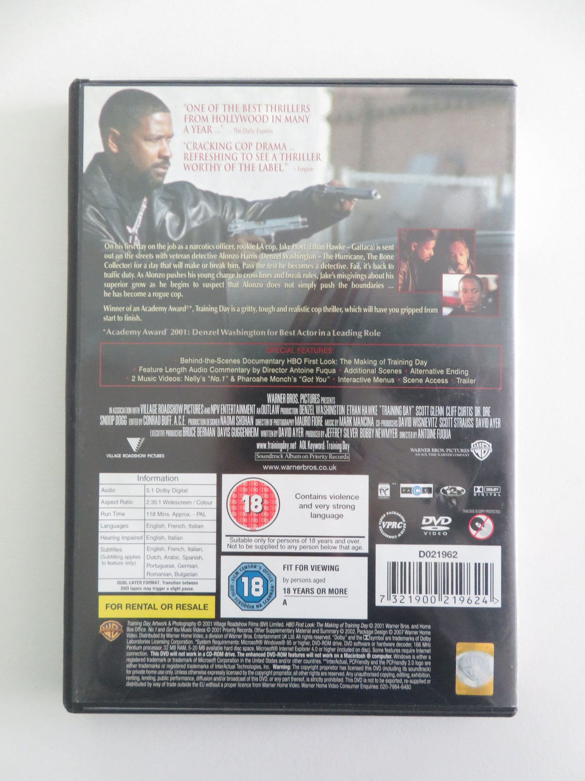 Training Day (DVD) Denzel Washington Ethan Hawke 2001 Region 2 Movie posters