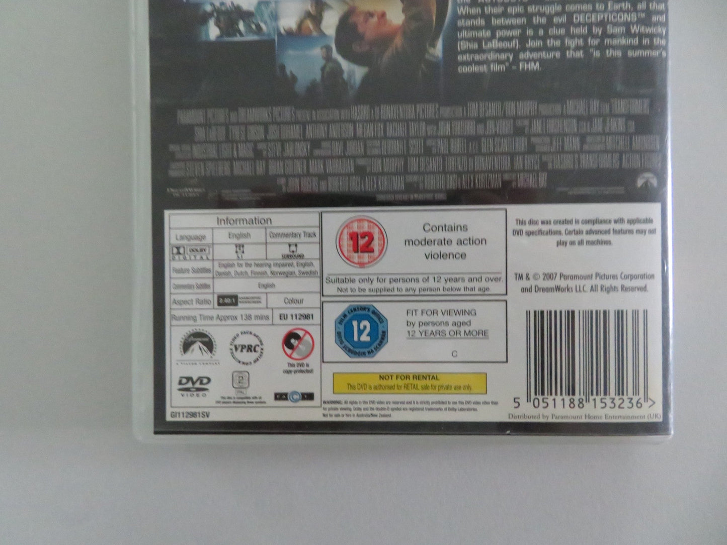 TRANSFORMERS (DVD) SHIA LABEOUF MEGAN FOX 2007 REGION 2 Movie posters